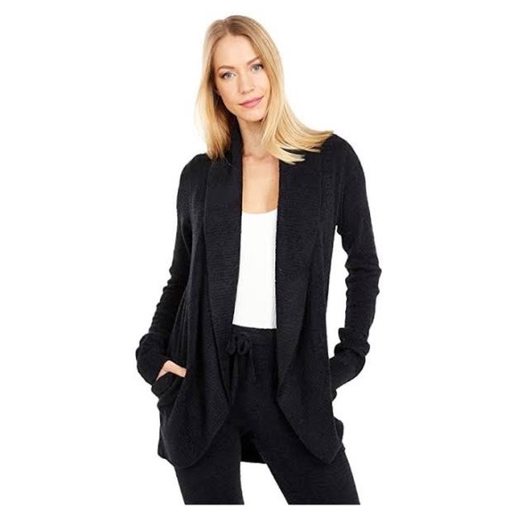 Barefoot Dreams Cozychic Lite Circle Cardi In Black - Picture 2 of 12
